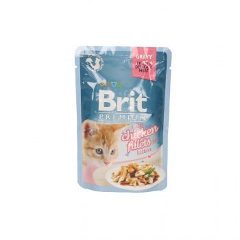 BRIT KOT SASZETKA 85G KITTEN FILECIKI Z KURCZAKA W SOSIE