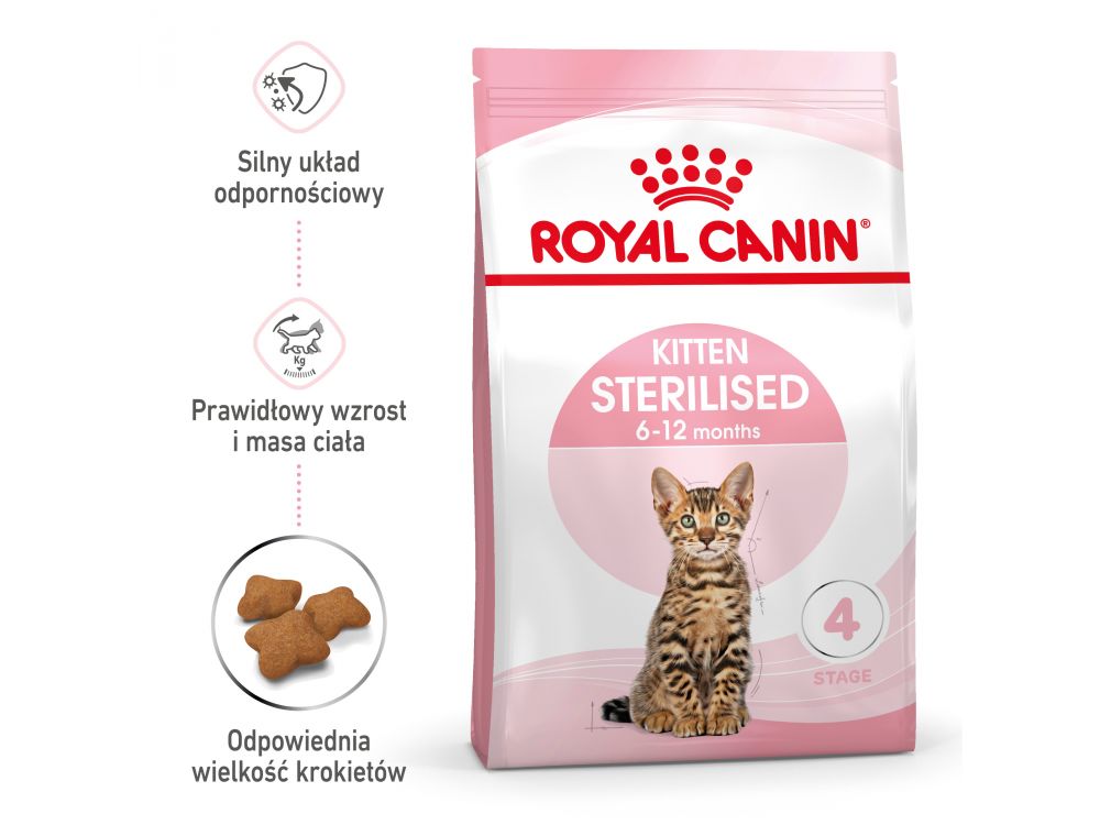 ROYAL CANIN Kitten Sterilised karma sucha dla kociąt od 4 do 12 miesiąca życia, sterylizowanych 2 KG