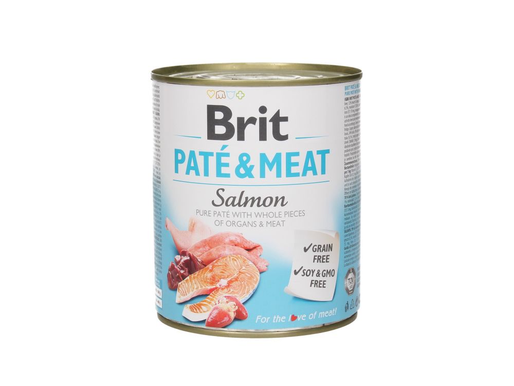 BRIT CARE PUSZKA 800G PIES PATE&MEAT SALMON