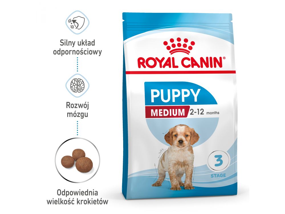 ROYAL CANIN Medium Puppy karma sucha dla szczeniąt, od 2 do 12 miesiąca, ras średnich 15 KG