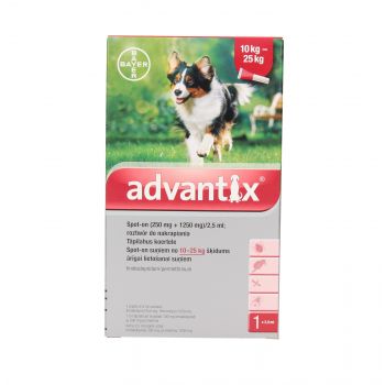 ADVANTIX SPOT-ON 2,5 ML 1 TUBA (10-25KG)  ROZTWÓR DO NAKRAPIANIA