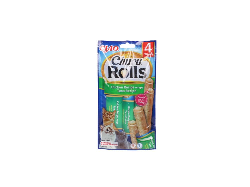 INABA CAT CHURU ROLLS CHICKEN RECIPE WRAPS TUNA RECIPE 4X10G EU731