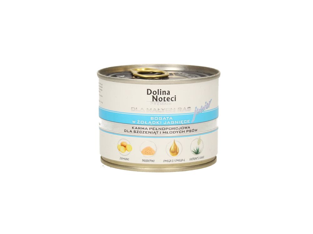 DOLINA NOTECI PREMIUM JUNIOR MAŁE RASY BOGATA W ŻOŁĄDKI JAGNIĘCE 185 G