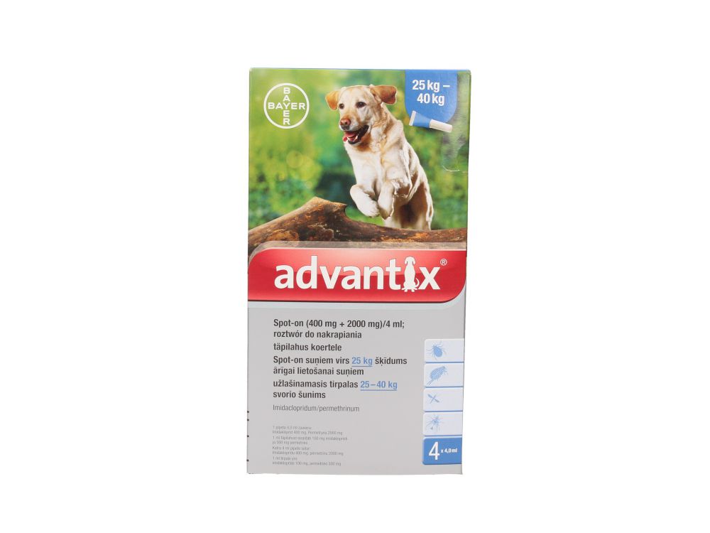 ADVANTIX SPOT-ON 4 X 4,0 ML (25-40KG)  ROZTWÓR DO NAKRAPIANIA