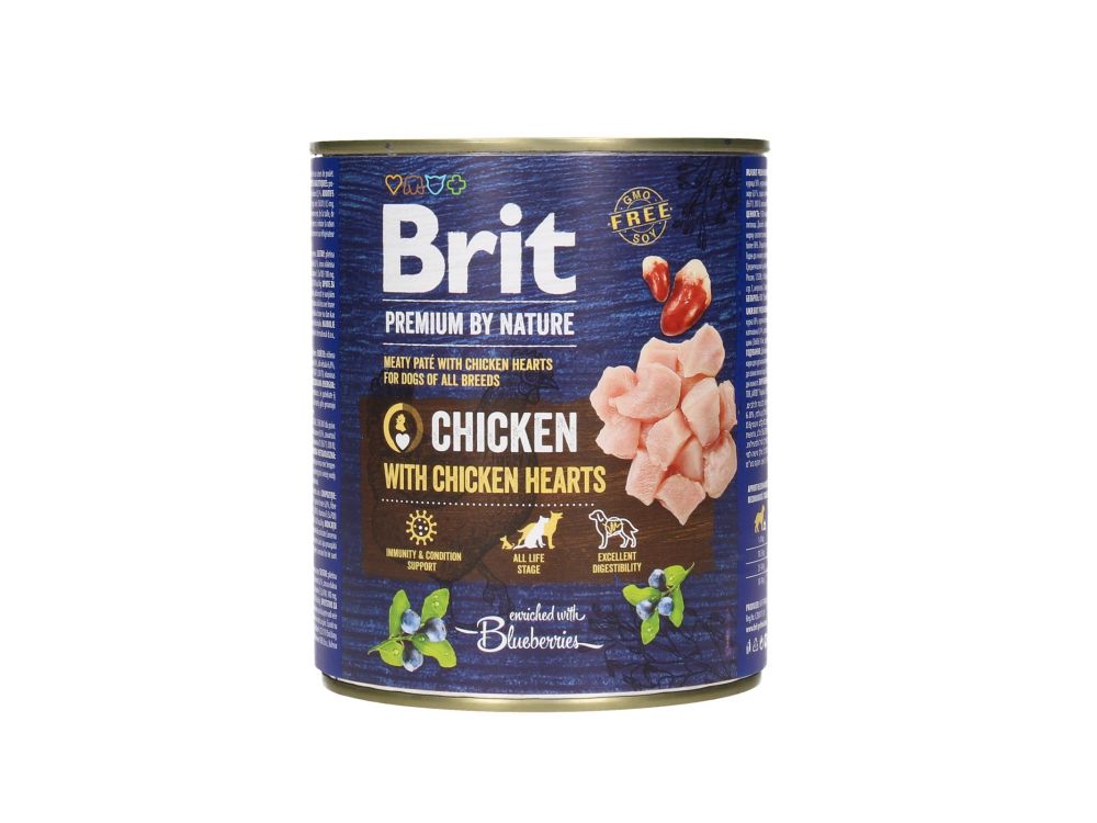 BRIT PREMIUM BY NATURE PUSZKA 800 G PIES CHICKEN & HEARTS