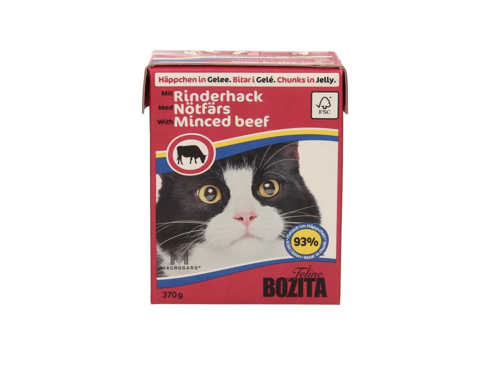 BOZITA FELINE KARTONIK 370G KAWAŁKI W GALARECIE Z SIEKANĄ WOŁOWINĄ 64913