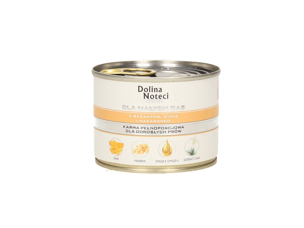 DOLINA NOTECI PREMIUM MAŁE RASY Z BAŻANTEM, DYNIĄ I MAKARONEM  185 G