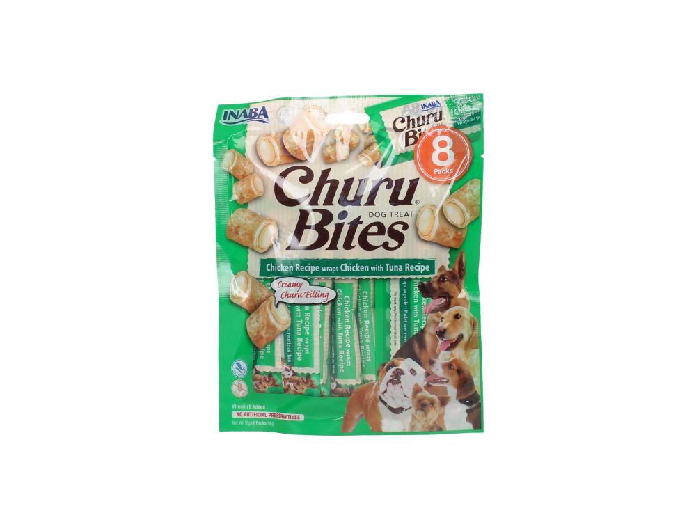 INABA DOG CHURU BITES CHICKEN RECIPE WRAPS CHICKEN WITH TUNA RECIPE 8X12G EUD722