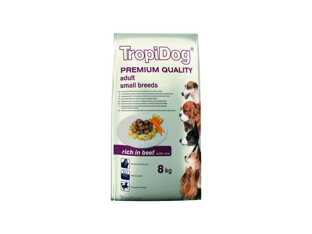 TROPIDOG PREMIUM ADULT SMALL BEEF&RICE 8 KG  57087