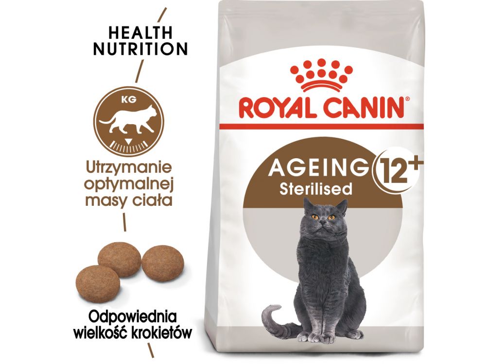 ROYAL CANIN AGEING +12 KARMA SUCHA DLA KOTÓW DOJRZAŁYCH, STERYLIZOWANYCH 4 KG