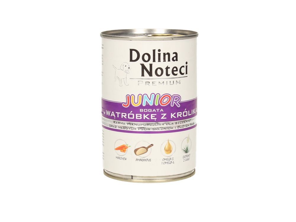 DOLINA NOTECI PREMIUM JUNIOR BOGATA W WĄTRÓBKĘ Z KRÓLIKA 400G