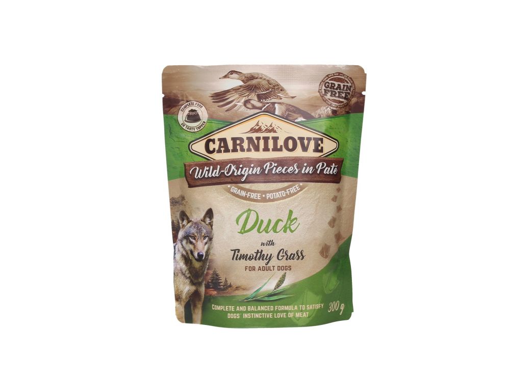 CARNILOVE PIES SASZETKA DUCK&TIMOTHY GRASS 300 G