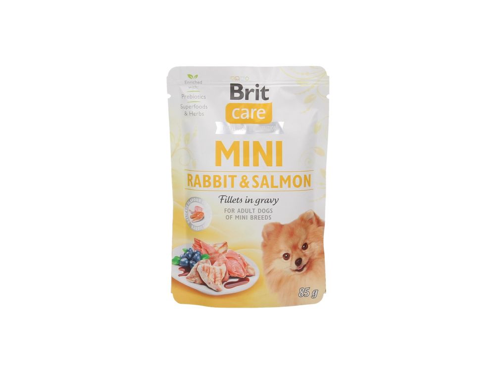 BRIT CARE MINI POUCH RABBIT & SALMON FILLETS IN GRAVY 85G