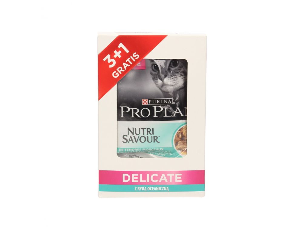 PRO PLAN CAT SASZETKA DELICATE RYBA OCEANICZNA 85G 3+1 GRATIS 12489836
