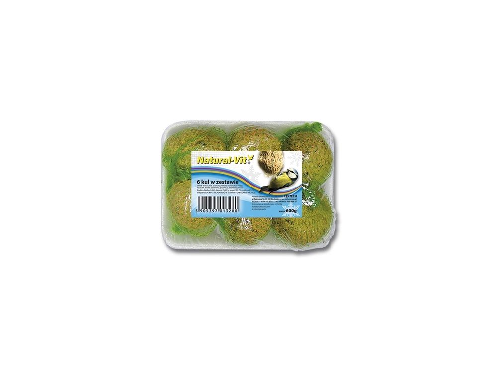 NATURAL-VIT KULE TŁUSZCZOWE  DLA DZIKICH PTAKÓW NA TACCE 6X90G