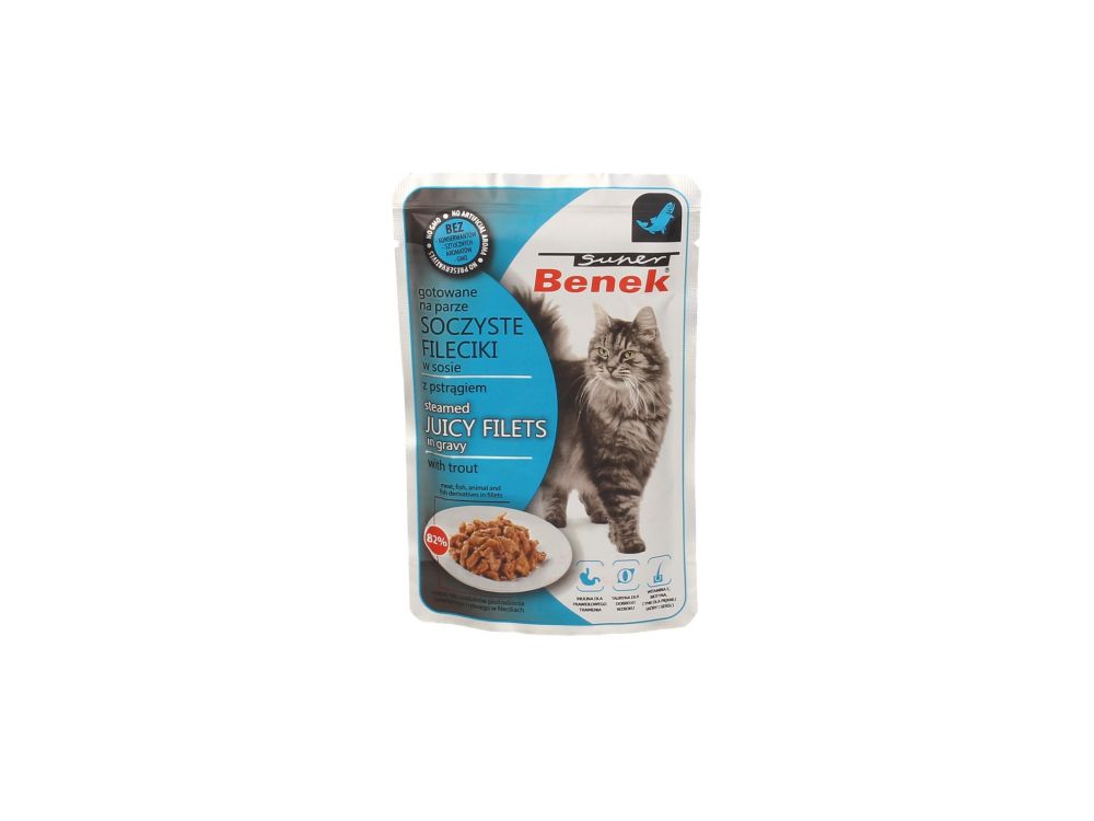 SUPER BENEK SASZETKA FILECIKI W SOSIE Z PSTRĄGIEM 85G