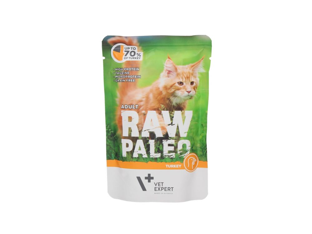 4T RAW PALEO CAT 100G ADULT TURKEY MEAT SASZETKA