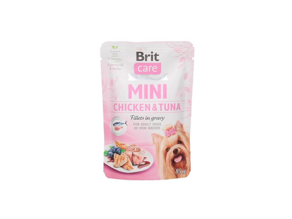 BRIT CARE MINI POUCH CHICKEN & TUNA FILLETS IN GRAVY 85G
