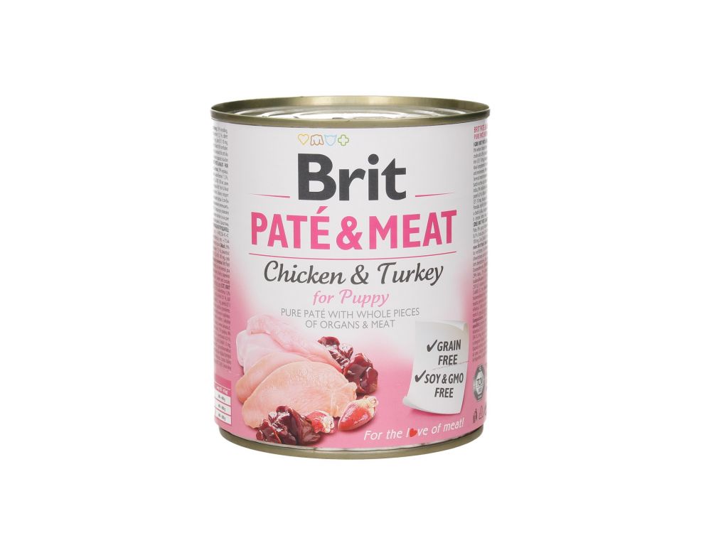 BRIT CARE PUSZKA 800G PIES PATE&MEAT PUPPY CHICKEN & TURKEY
