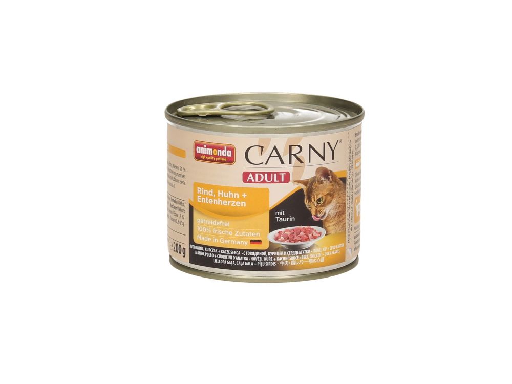 ANIMONDA CARNY PUSZKA 200G KOT WOŁOWINA/KURCZAK/KACZE SERCA 83706