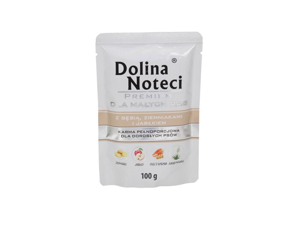 DOLINA NOTECI PREMIUM MAŁE RASY Z GĘSIĄ, ZIEMNIAKAMI I JABŁKIEM SASZETKA 100G