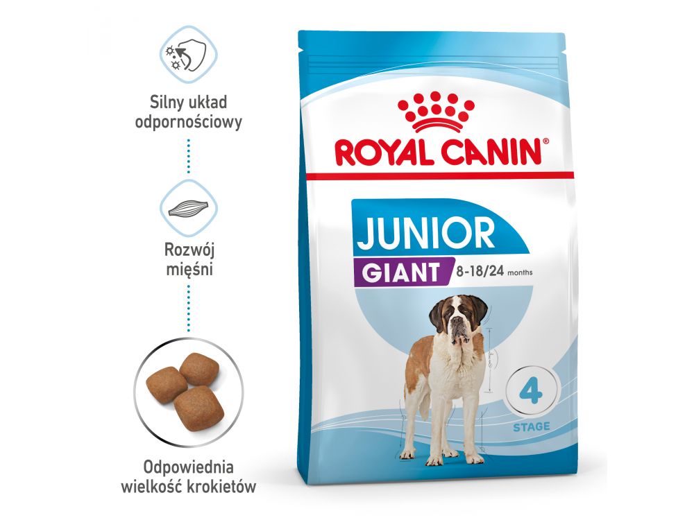ROYAL CANIN GIANT JUNIOR KARMA SUCHA DLA SZCZENIĄT OD 8 DO 18/24 MIESIĄCA ŻYCIA, RAS OLBRZYMICH 15 KG