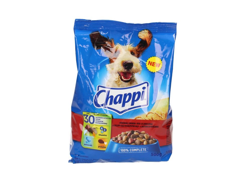 CHAPPI 500G Z WOŁOWINĄ, DROBIEM I WARZYWAMI