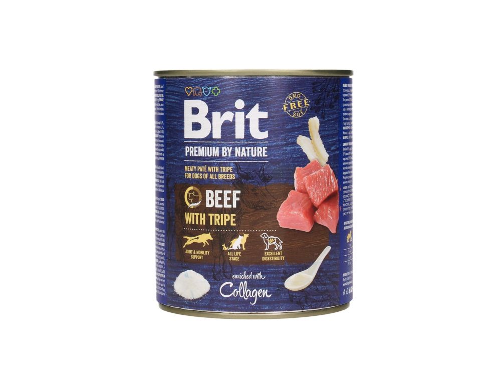 BRIT PREMIUM BY NATURE PUSZKA 800 G PIES BEEF & TRIPES