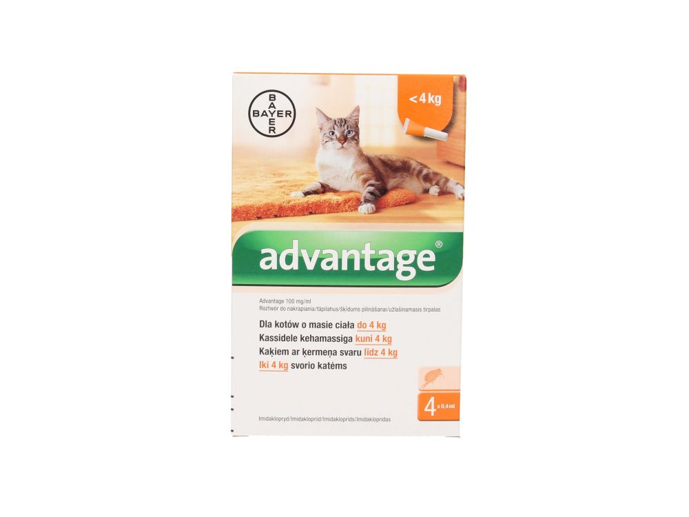 ADVANTAGE KOT 0,4 ML  (DO 4 KG)  ROZTWÓR DO NAKRAPIANIA