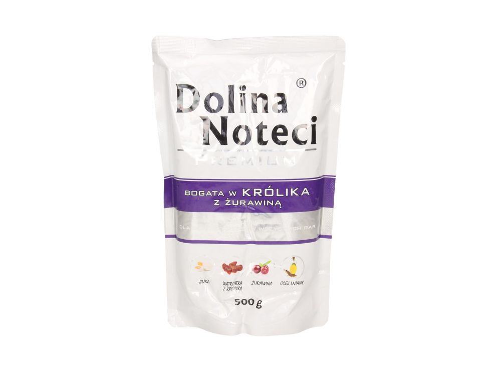 DOLINA NOTECI PREMIUM BOGATA W KRÓLIKA Z ŻURAWINĄ SASZETKA 500G