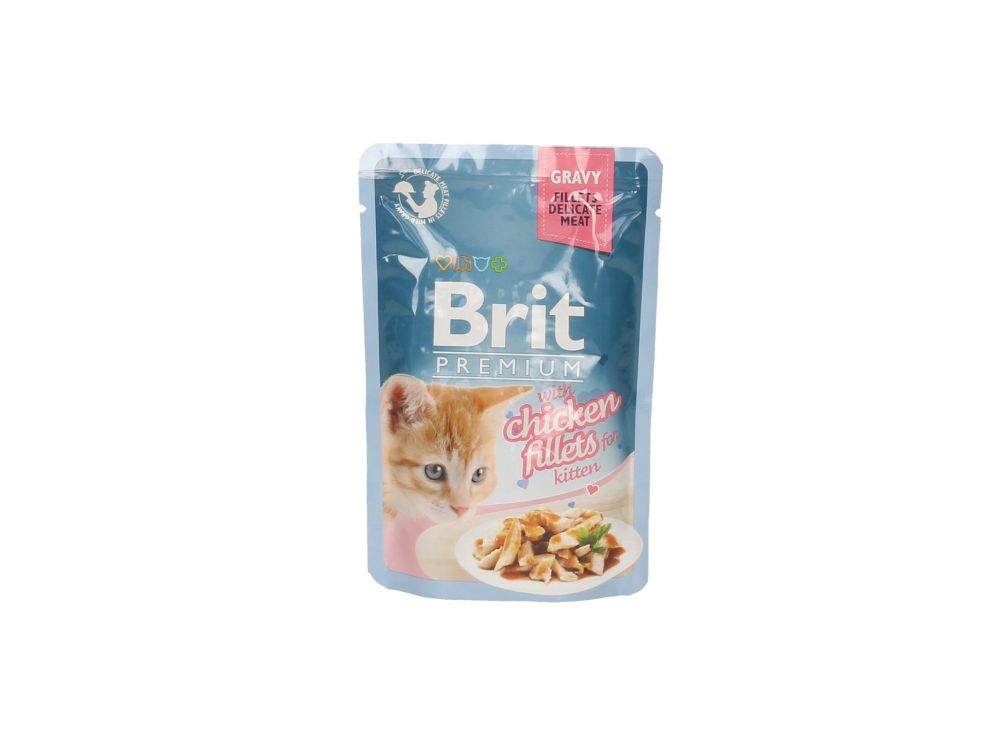 BRIT KOT SASZETKA 85G KITTEN FILECIKI Z KURCZAKA W SOSIE