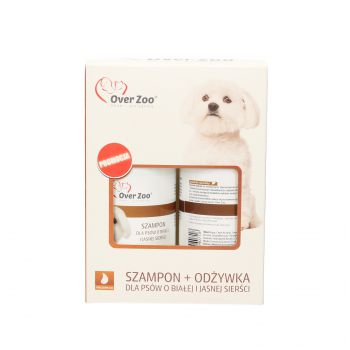 OVER ZOO DWUPAK BIAŁA I JASNA SIERŚĆ ( SZAMPON 250ML+ ODŻYWKA 240ML )