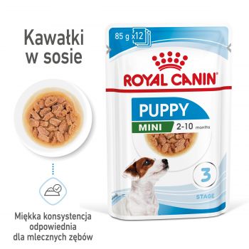 ROYAL CANIN MINI PUPPY KARMA MOKRA W SOSIE DLA SZCZENIĄT DO 10 MIESIĄCA, RAS MAŁYCH 85 G