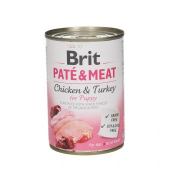 BRIT CARE PUSZKA 400G PIES PATE&MEAT PUPPY CHICKEN & TURKEY