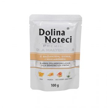 DOLINA NOTECI PREMIUM MAŁE RASY Z BAŻANTEM, DYNIĄ I MAKARONEM SASZETKA 100G