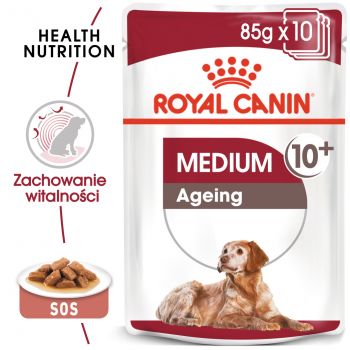 ROYAL CANIN MEDIUM AGEING KARMA MOKRA W SOSIE DLA PSÓW DOJRZAŁYCH PO 8 ROKU ŻYCIA, RAS ŚREDNICH 140 G