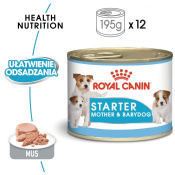 ROYAL CANIN Starter Mousse Mother & Babydog karma mokra - mus, dla suk w czasie ciąży, laktacji oraz szczeniąt 195 G