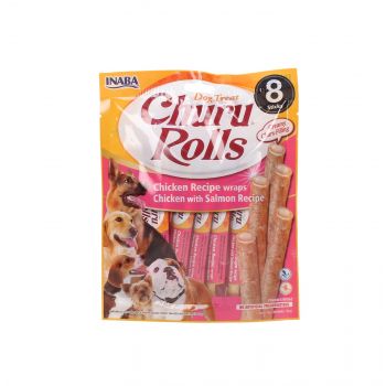 INABA DOG CHURU ROLLS CHICKEN RECIPE WRAPS CHICKEN WITH SALMON RECIPE 8X12G EUD732