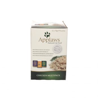 APPLAWS MULTIPACK SASZETKI DLA KOTA KURCZAK MIX W ROSOLE 12X70G