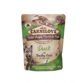 CARNILOVE PIES SASZETKA DUCK&TIMOTHY GRASS 300 G