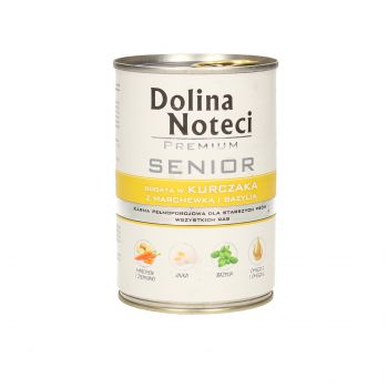 DOLINA NOTECI PREMIUM SENIOR BOGATA W KURCZAKA Z MARCHEWKĄ I BAZYLIĄ 400 G