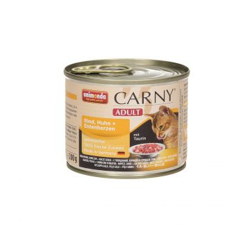 ANIMONDA CARNY PUSZKA 200G KOT WOŁOWINA/KURCZAK/KACZE SERCA 83706