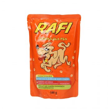 RAFI KARMA DLA PSA SASZETKA Z DODATKIEM ZBÓŻ 500G