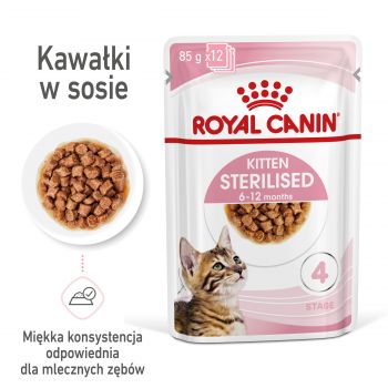 ROYAL CANIN KITTEN STERILISED W SOSIE KARMA MOKRA W SOSIE DLA KOCIĄT DO 12 MIESIĄCA ŻYCIA, STERYLIZOWANYCH 85 G