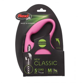 FLEXI NEW CLASSIC 2 MEDIUM LINKA 5M RÓŻOWA