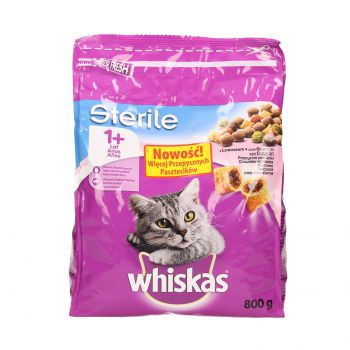WHISKAS SUCHY STERILE KURCZAK 800G