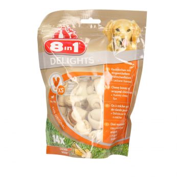 8IN1 DELIGHTS KOŚĆ Z MIĘSEM KURCZAKA XS (6,5CM) 14 SZT. T122364