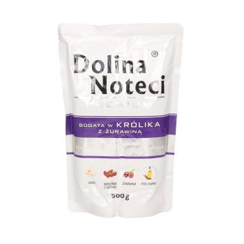 DOLINA NOTECI PREMIUM BOGATA W KRÓLIKA Z ŻURAWINĄ SASZETKA 500G